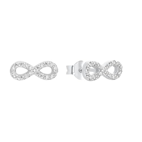 s.Oliver Ohrstecker 925 Sterling Silber Damen Ohrschmuck, mit Zirkonia synth., 0,5 cm, Silber, Infinity, Kommt in Schmuck Geschenk Box, 2032884 von s.Oliver