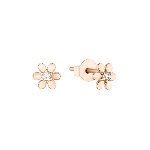 s.Oliver Ohrstecker 925 Sterling Silber Damen Ohrschmuck, mit Zirkonia synth., 0,6 cm, Roséfarben, Blume, Kommt in Schmuck Geschenk Box, 2035512 von s.Oliver