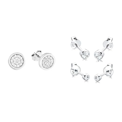 s.Oliver Ohrstecker 925 Sterling Silber Damen Ohrschmuck & Elli Ohrringe Damen Ohrstecker 2er Set Basic mit Kristall in 925 Sterling Silber von s.Oliver