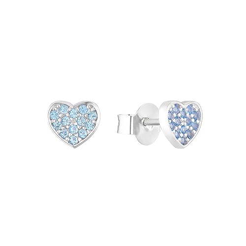 s.Oliver Ohrstecker 925 Sterling Silber Mädchen Kinder Ohrschmuck, mit Zirkonia synth., 0,7 cm, Blau, Herz, Kommt in Schmuck Geschenk Box, 2036824 von s.Oliver