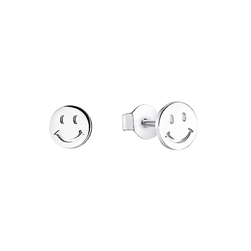 s.Oliver Ohrstecker 925 Sterling Silber Unisex Mädchen Jungen Ohrschmuck, 0,6 cm, Silber, Smiley, Kommt in Schmuck Geschenk Box, 2034162 von s.Oliver