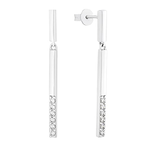 s.Oliver Ohrstecker 925 Sterling Silber Damen Ohrschmuck, mit Zirkonia synth., 3,7 cm, Silber, Kommt in Schmuck Geschenk Box, 2031441 von s.Oliver