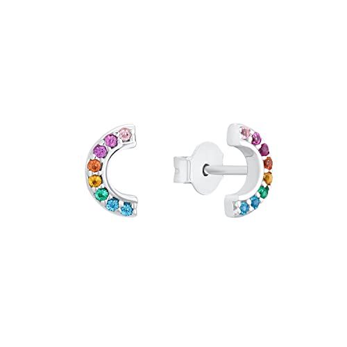 s.Oliver Ohrstecker 925 Sterling Silber Mädchen Kinder Ohrschmuck, mit Zirkonia synth., 0,4 cm, Multicolor, Regenbogen, Kommt in Schmuck Geschenk Box, 2031533 von s.Oliver