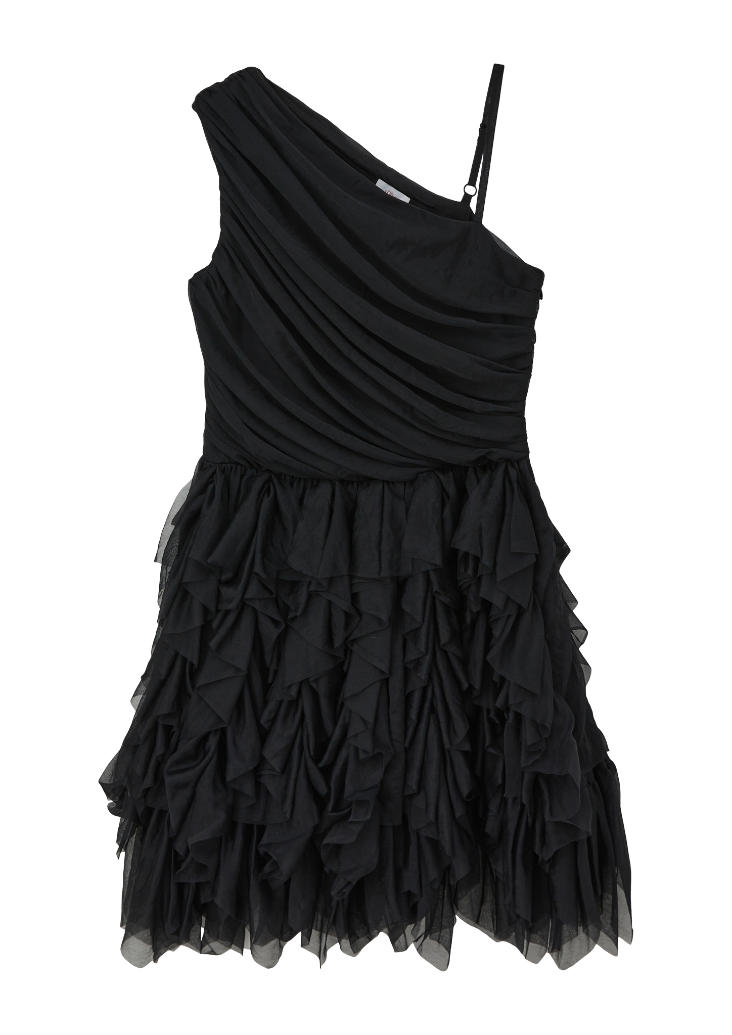 s.Oliver - One-Shoulder-Kleid mit Volantrock, Mädchen, schwarz von s.Oliver