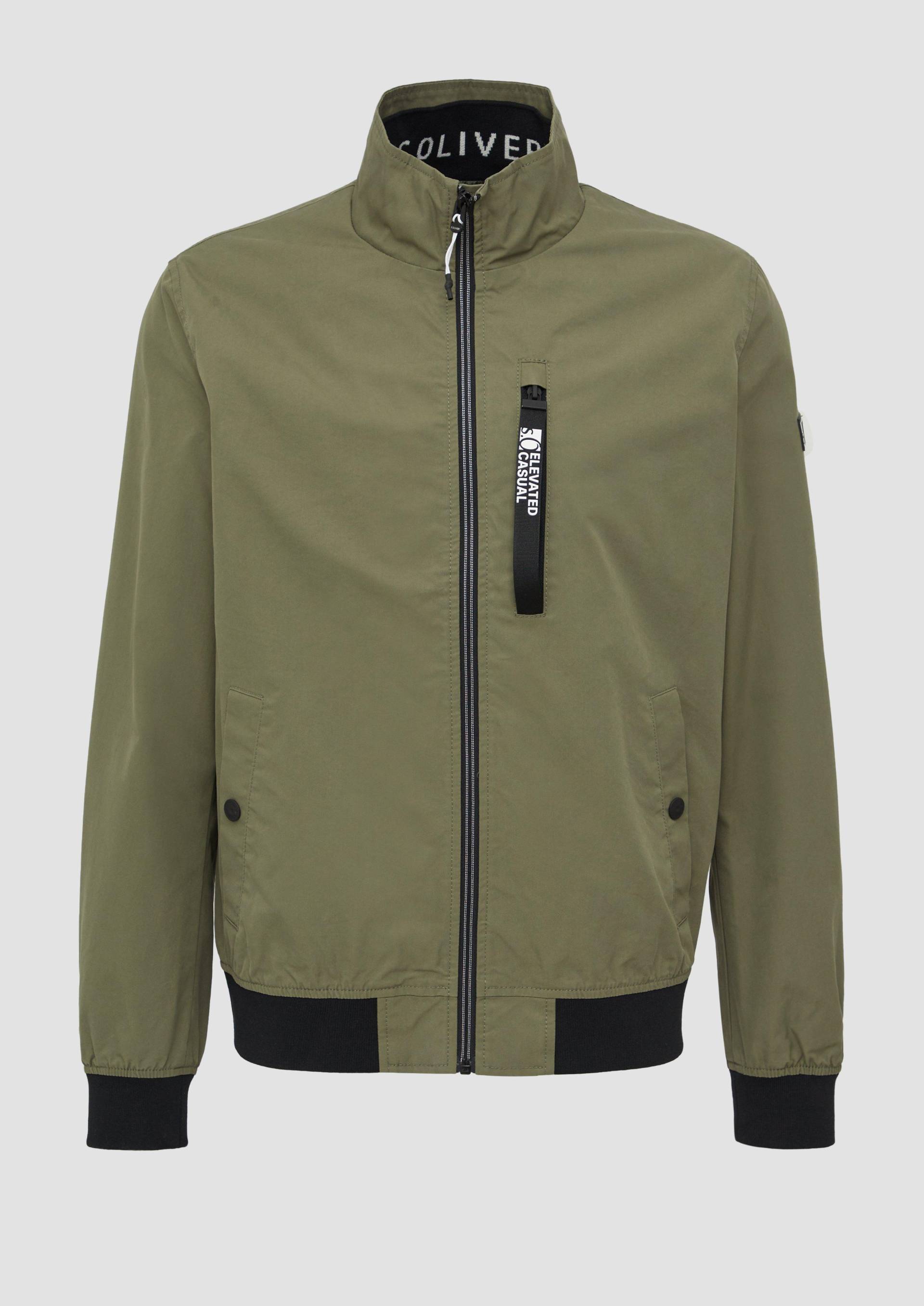 s.Oliver - Outdoor-Jacke mit Stehkragen und Kontrast-Details, Herren, Grün von s.Oliver