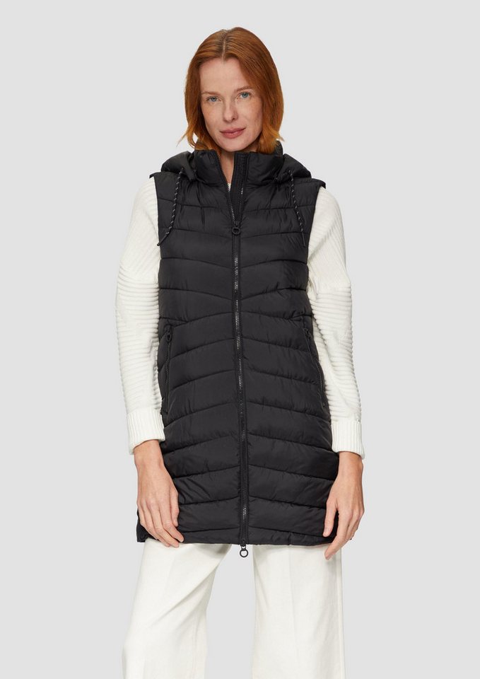 s.Oliver Outdoorjacke Outdoor-Weste Leichte Steppweste mit Logo-Kapuze von s.Oliver