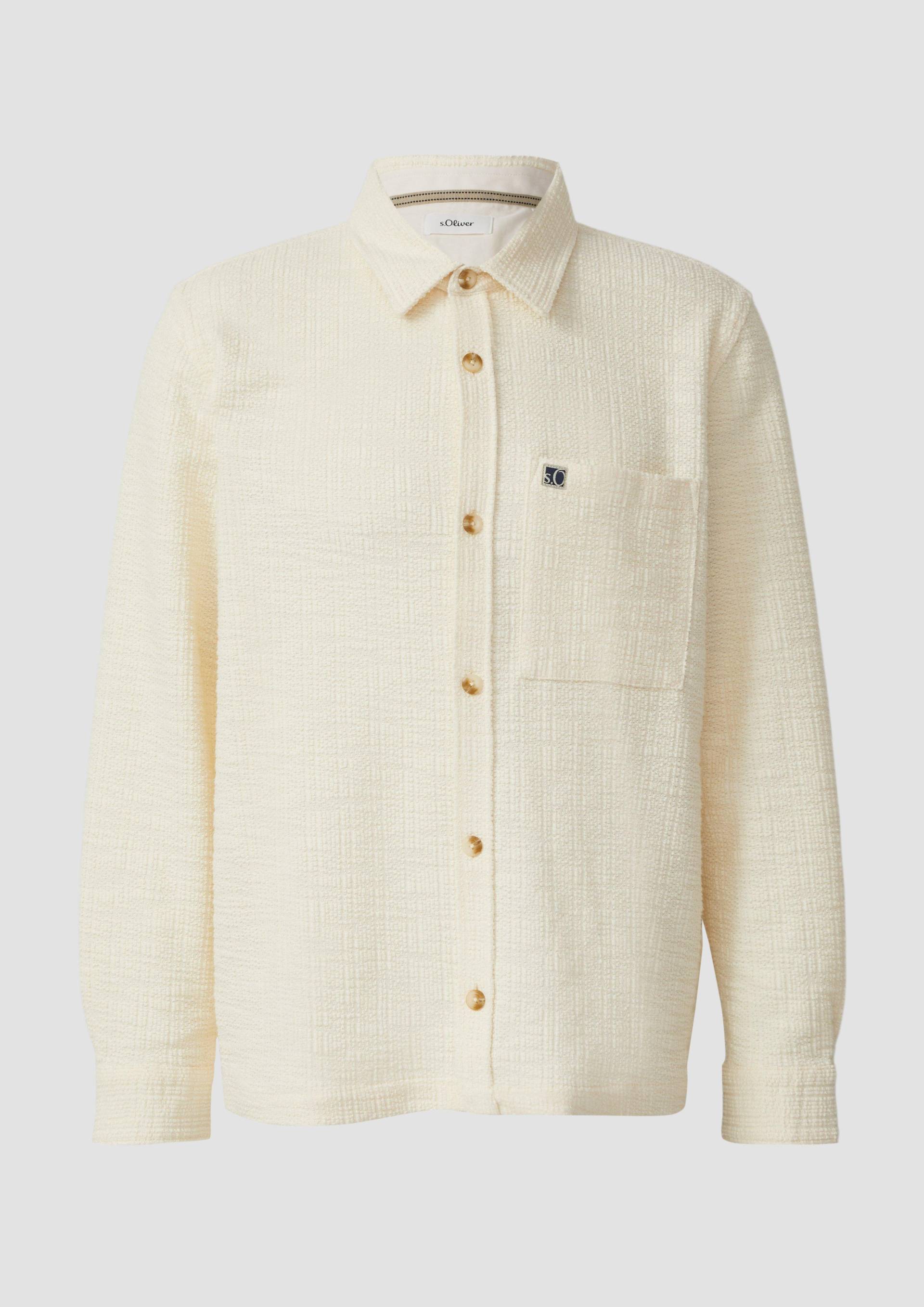 s.Oliver - Overshirt in Bouclé-Optik mit Kentkragen, Herren, creme von s.Oliver