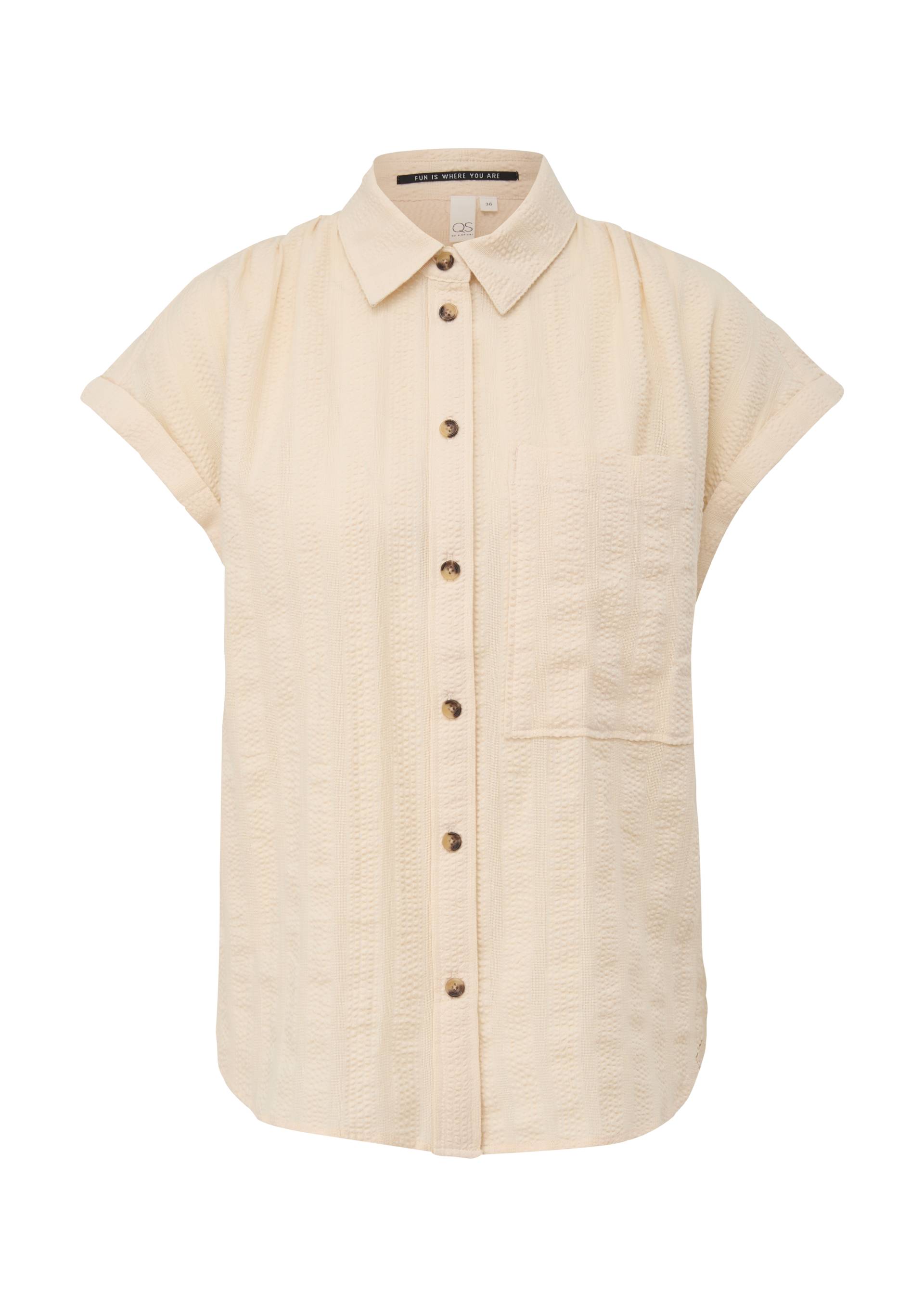 QS - Oversize-Bluse aus Baumwolle, Damen, Beige von QS
