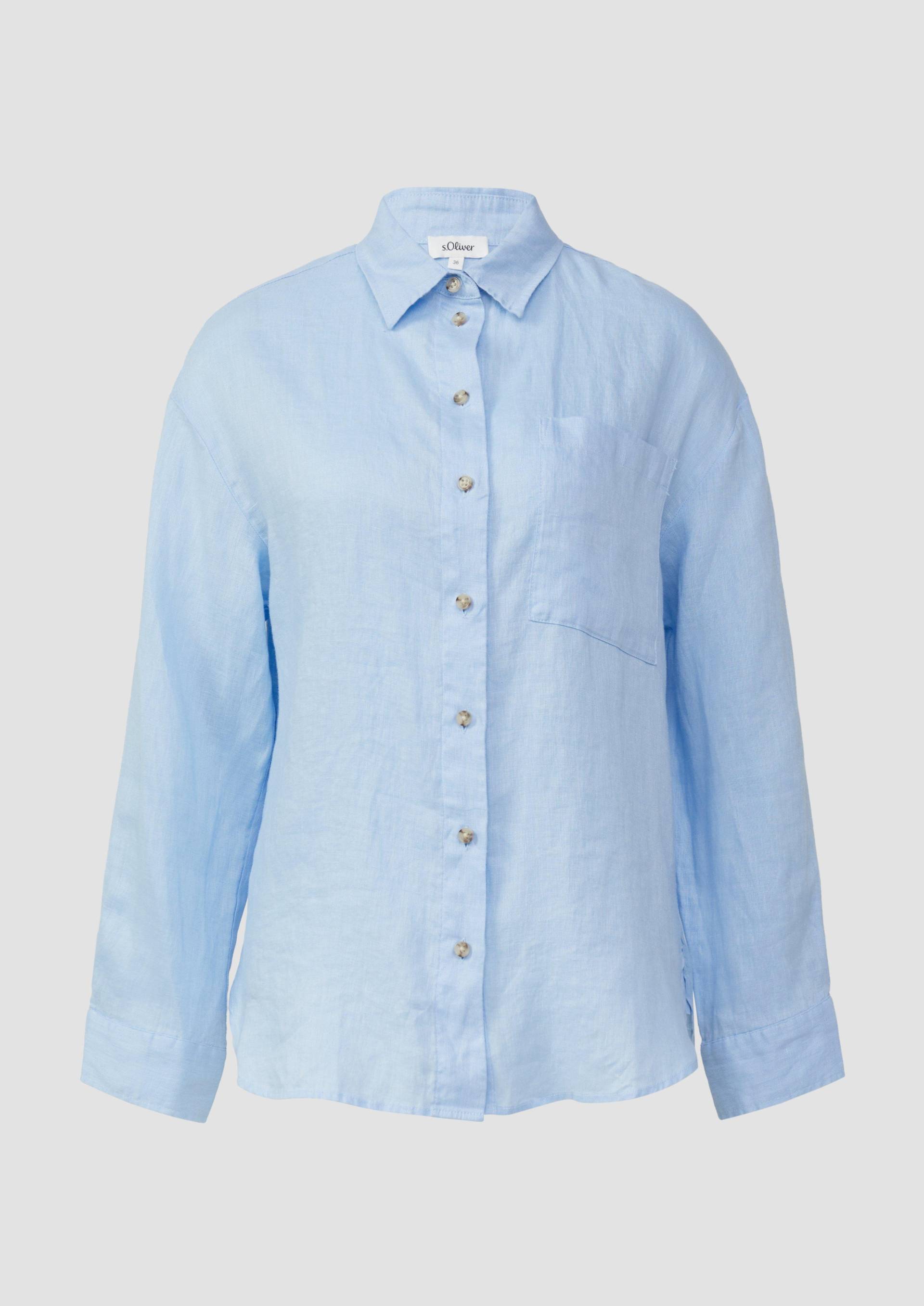 s.Oliver - Oversize Bluse aus reinem Leinen, Damen, blau von s.Oliver