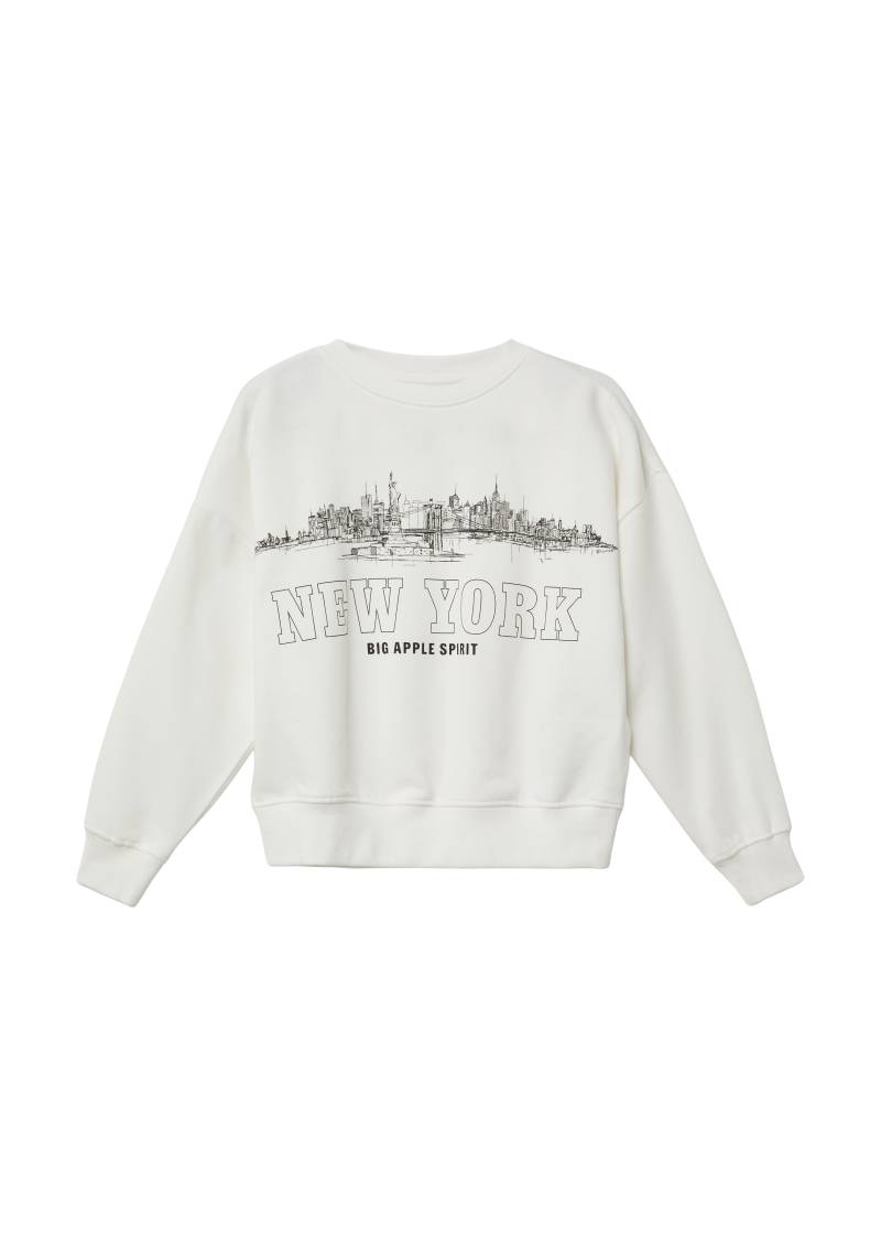 s.Oliver - Oversize Sweatshirt mit großem Frontprint und kuscheliger Innenseite, Mädchen, weiß|creme von s.Oliver
