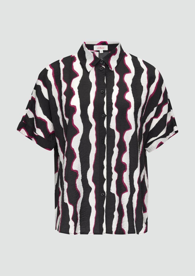 s.Oliver - Oversized Hemdbluse aus strukturiertem Viskose, Damen, schwarz von s.Oliver