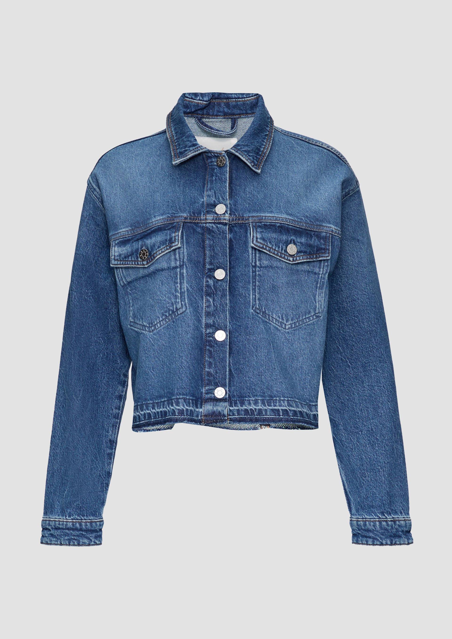 s.Oliver - Oversized Jeansjacke mit offenem Saum, Damen, blau von s.Oliver
