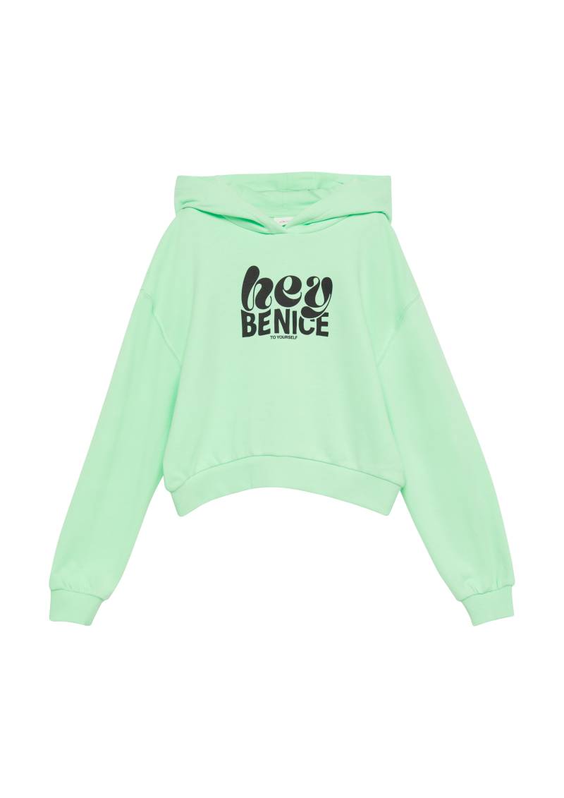 s.Oliver - Oversized Kapuzen-Sweatshirt mit Front-Print, Mädchen, türkis von s.Oliver