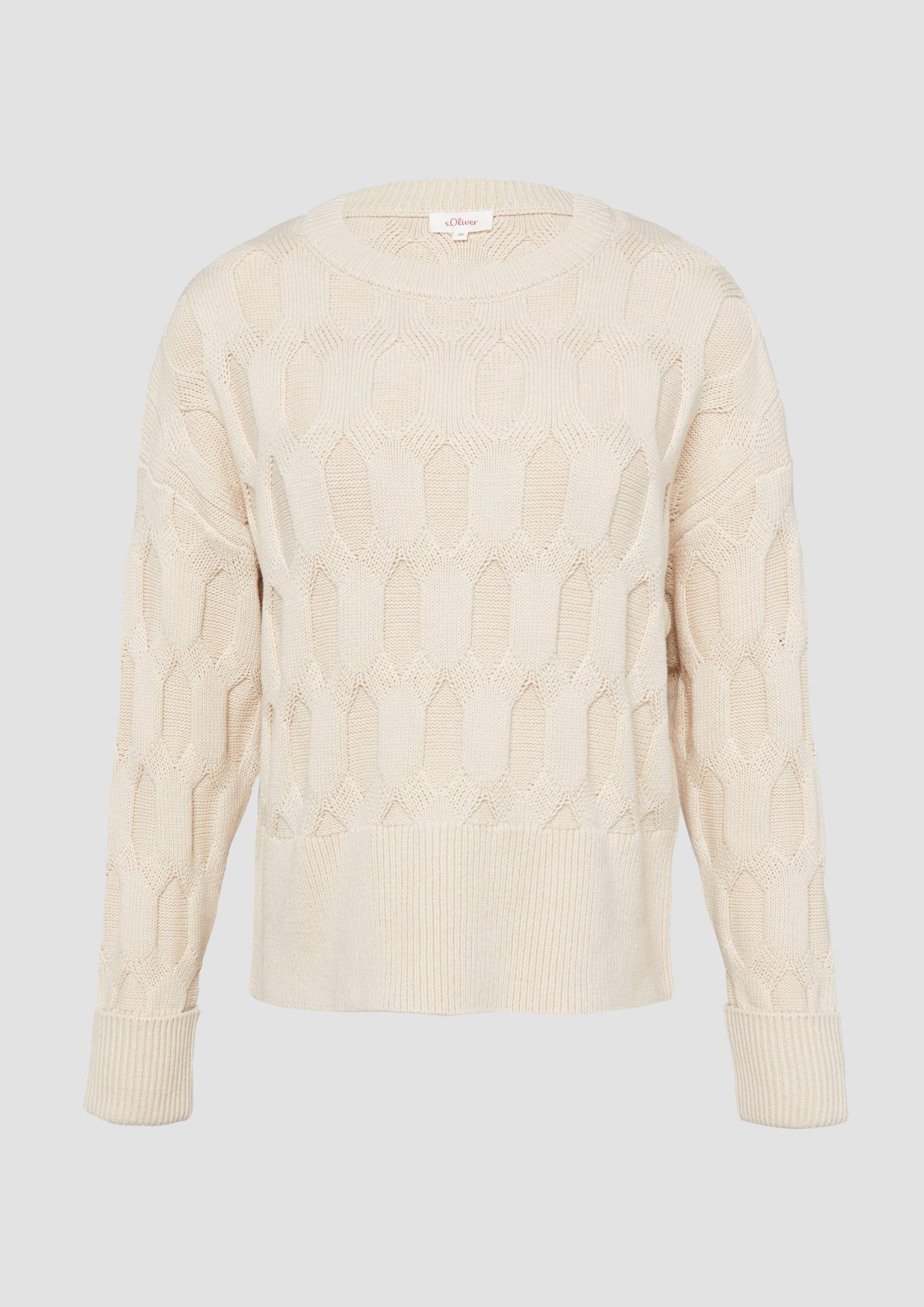 s.Oliver - Oversized Pullover mit Strickmuster, Damen, Beige von s.Oliver
