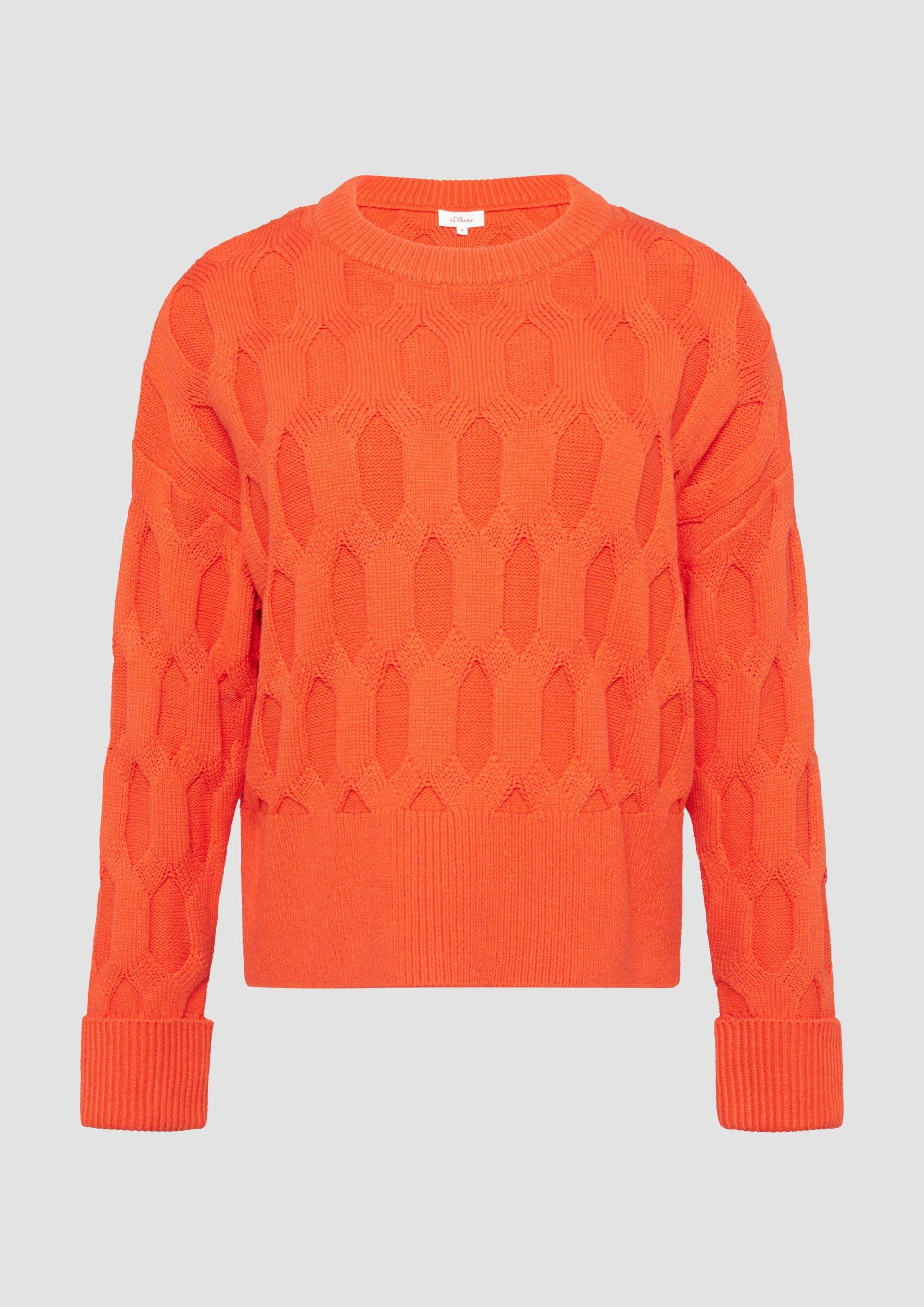 s.Oliver - Oversized Pullover mit Strickmuster, Damen, Orange von s.Oliver