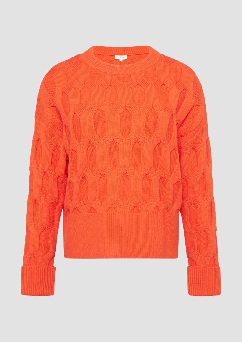 s.Oliver - Oversized Pullover mit Strickmuster, Damen, Orange von s.Oliver