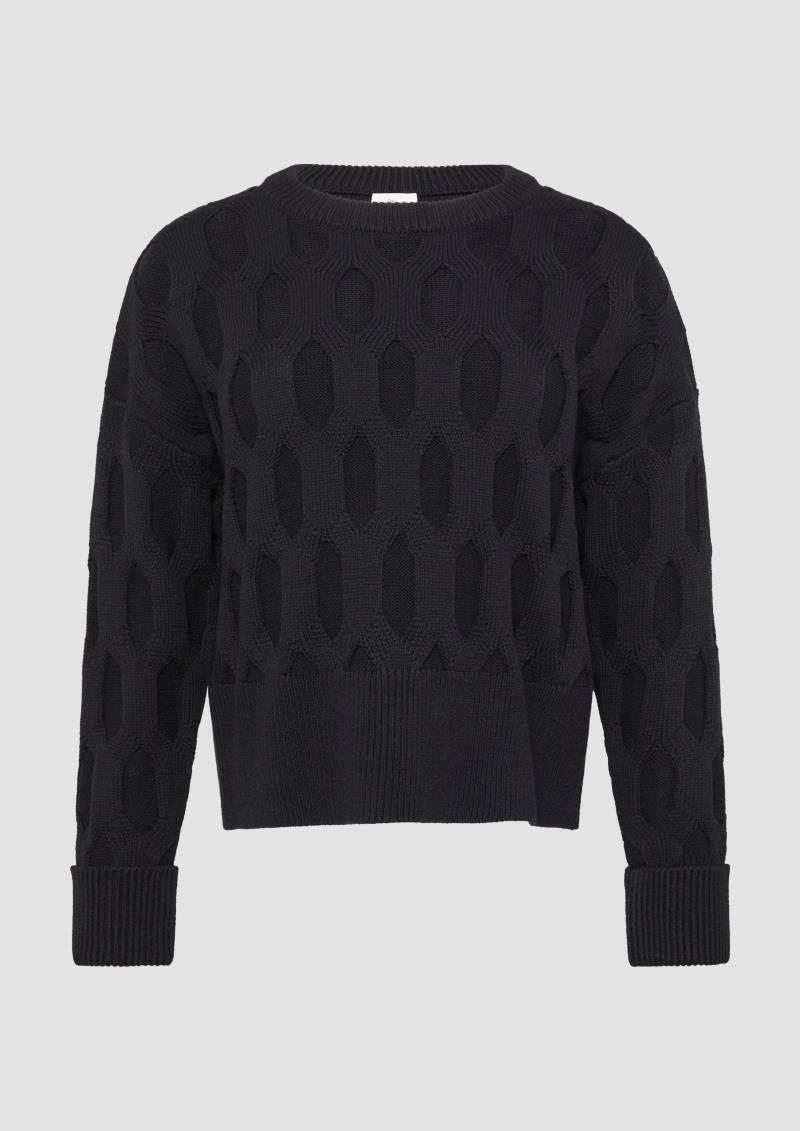 s.Oliver - Oversized Pullover mit Strickmuster, Damen, schwarz von s.Oliver