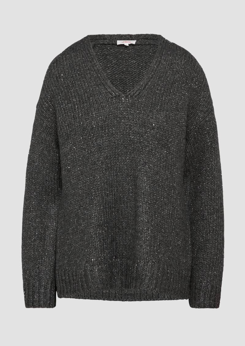 s.Oliver - Oversized Strickpullover mit Glitzergarn und Pailletten, Damen, grau von s.Oliver