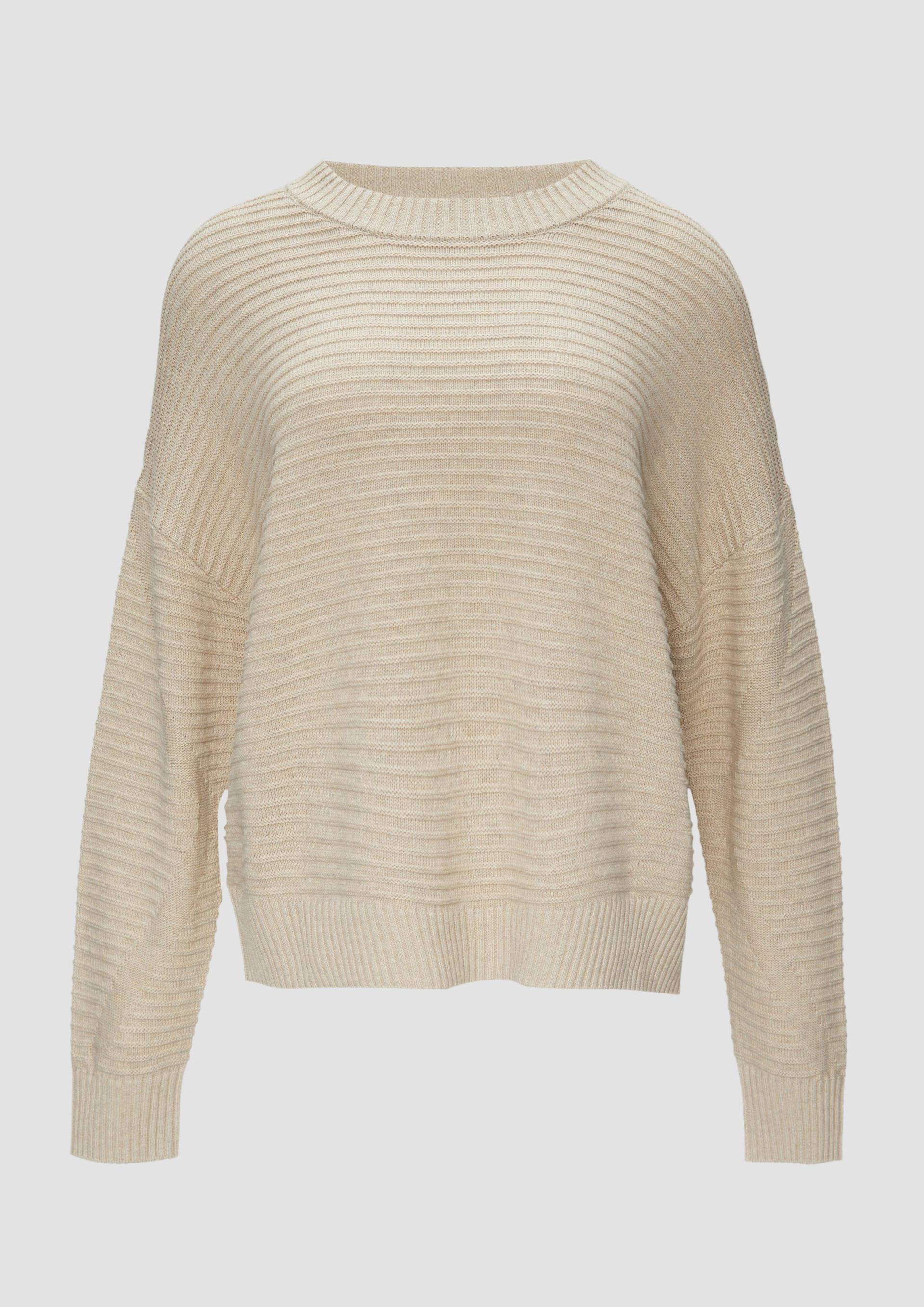s.Oliver - Oversized Strickpullover mit Ottoman-Struktur, Damen, Beige von s.Oliver