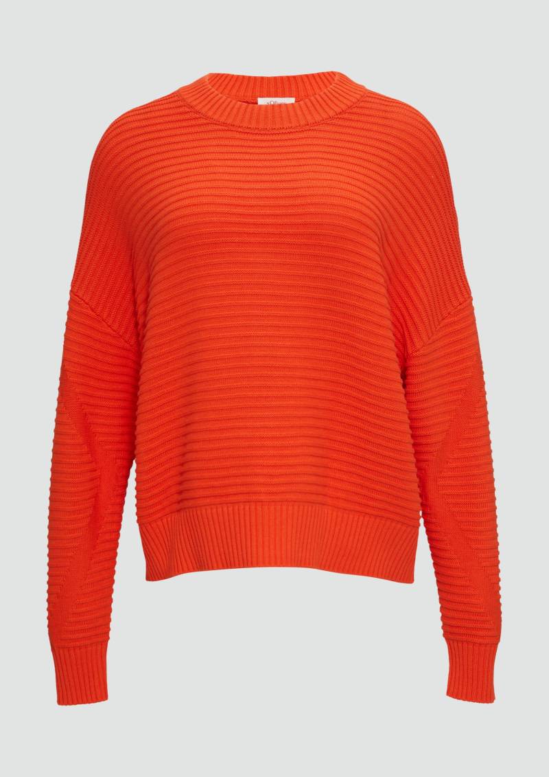 s.Oliver - Oversized Strickpullover mit Strukturdetails, Damen, Orange von s.Oliver