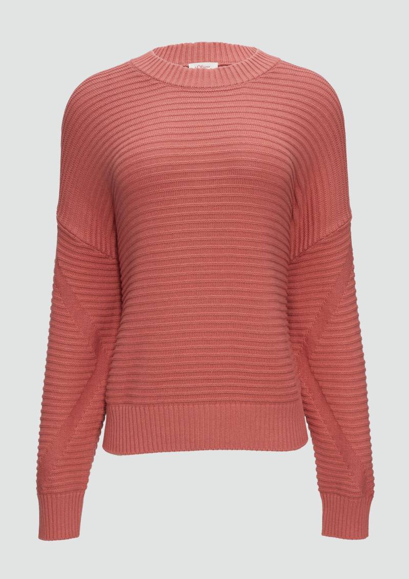 s.Oliver - Oversized Strickpullover mit Strukturdetails, Damen, Orange von s.Oliver