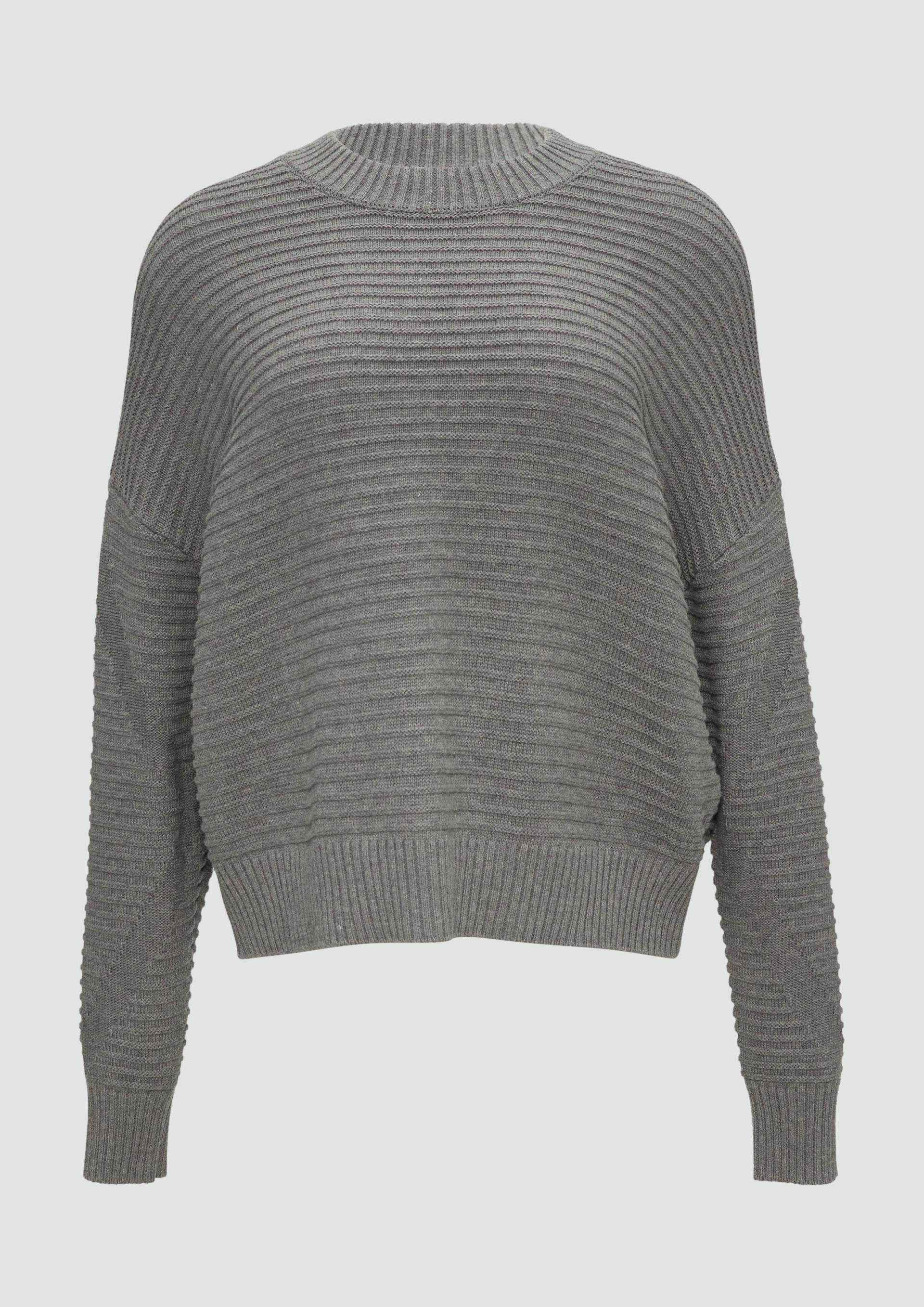 s.Oliver - Oversized Strickpullover mit Strukturdetails, Damen, grau von s.Oliver