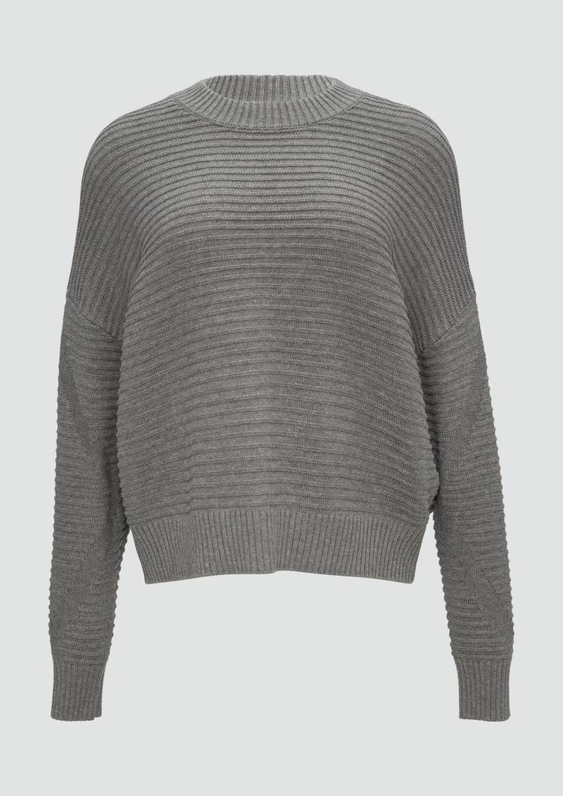 s.Oliver - Oversized Strickpullover mit Strukturdetails, Damen, grau von s.Oliver