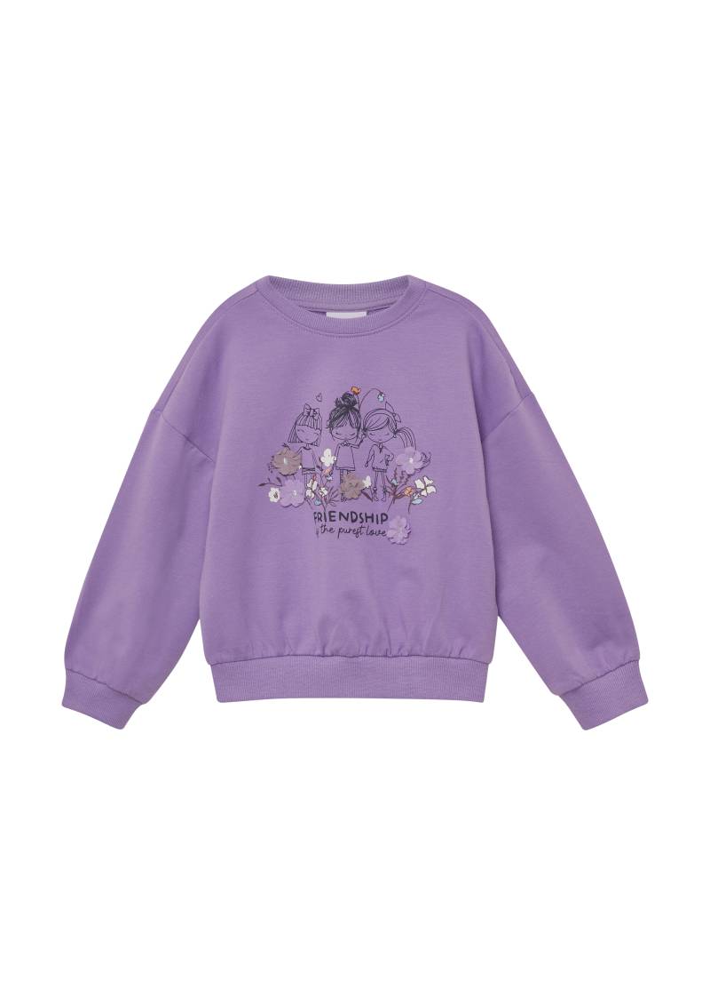 s.Oliver - Oversized Sweatshirt mit Frontprint und Blüten-Applikation, Kinder, lila von s.Oliver