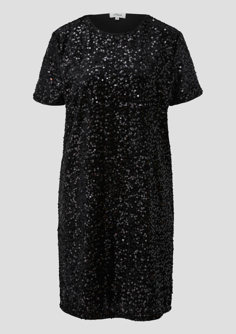 s.Oliver - Pailletten-Kleid mit kurzen Ärmeln, Damen, schwarz von s.Oliver