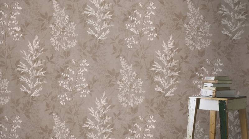 Rasch Papiertapete "mit Blattranken" botanisch strukturiert Blätter von Rasch