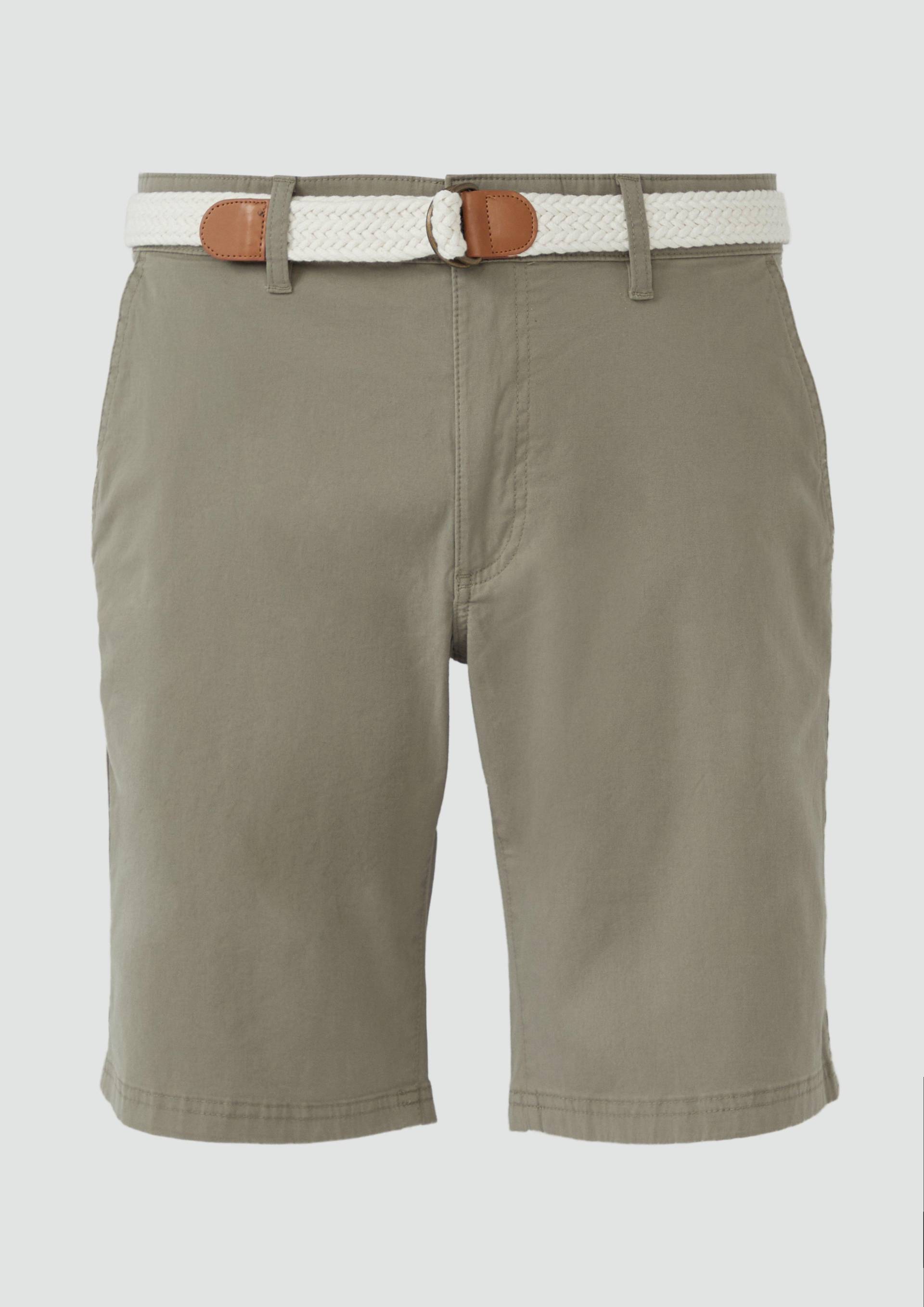 s.Oliver - Phoenix: Baumwoll-Shorts mit Flechtgürtel, Herren, Grün von s.Oliver