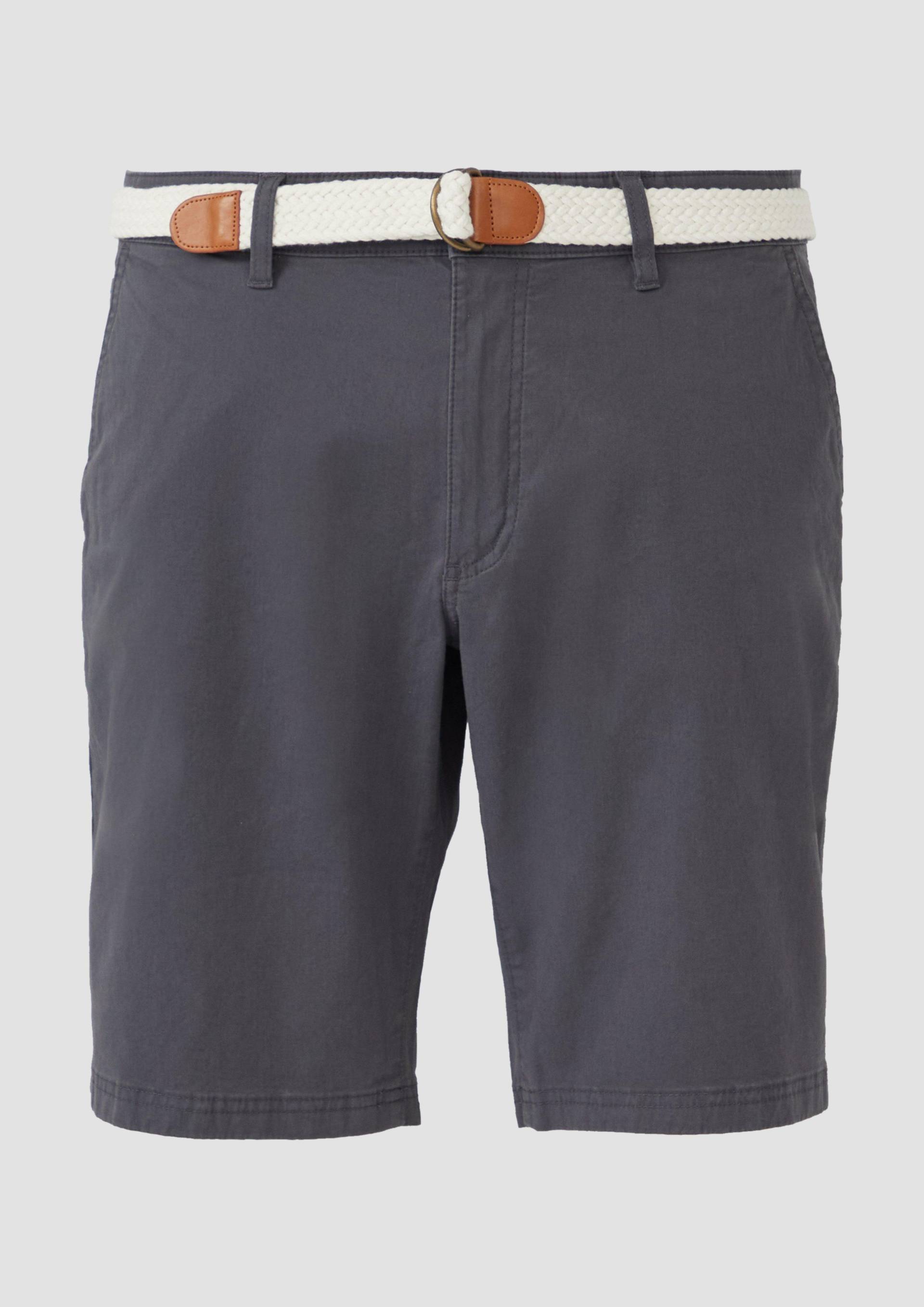 s.Oliver - Phoenix: Baumwoll-Shorts mit Flechtgürtel, Herren, grau von s.Oliver
