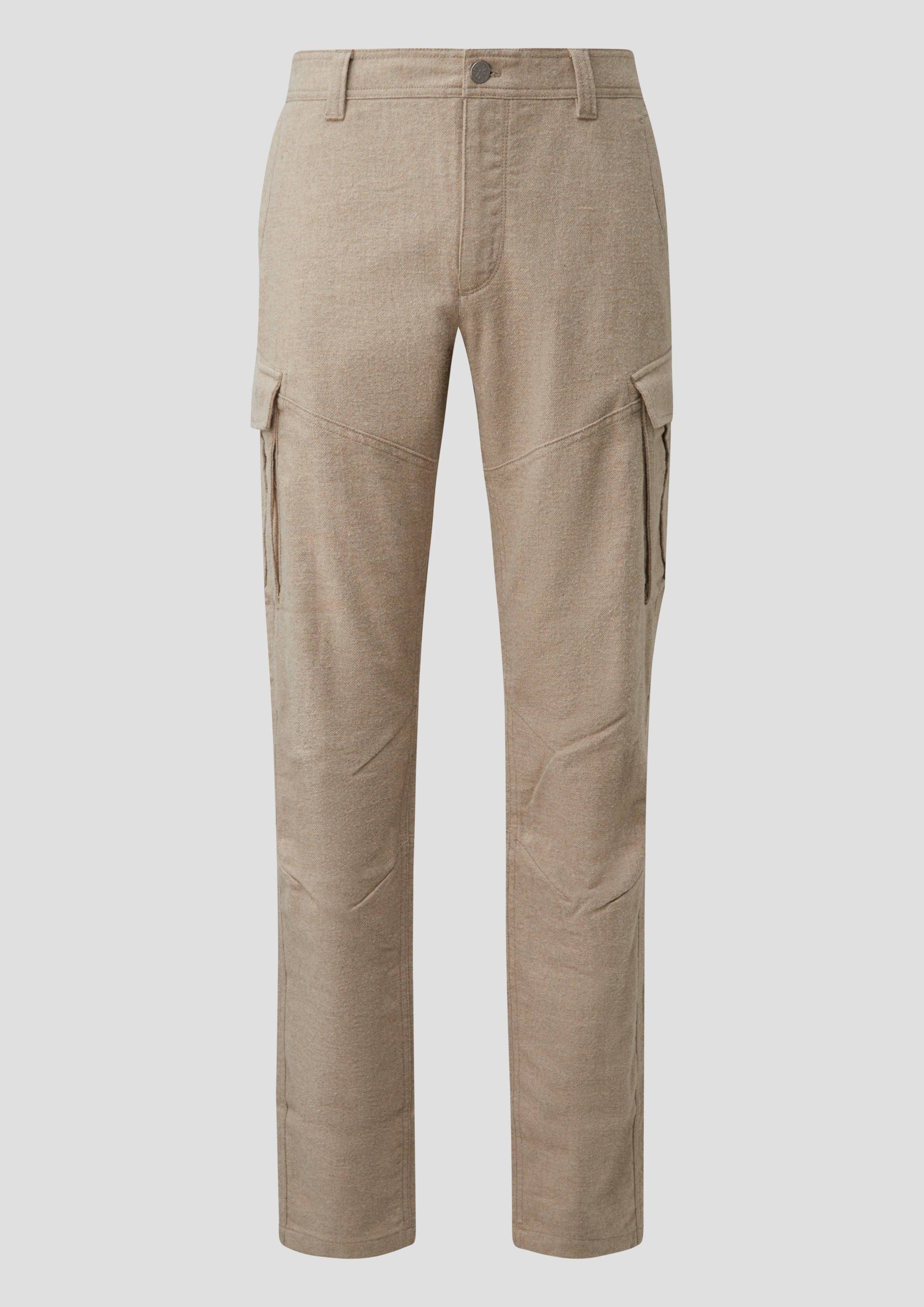 s.Oliver - Phoenix: Regular-Fit-Cargo-Hose aus Baumwollflanell, Herren, Beige von s.Oliver