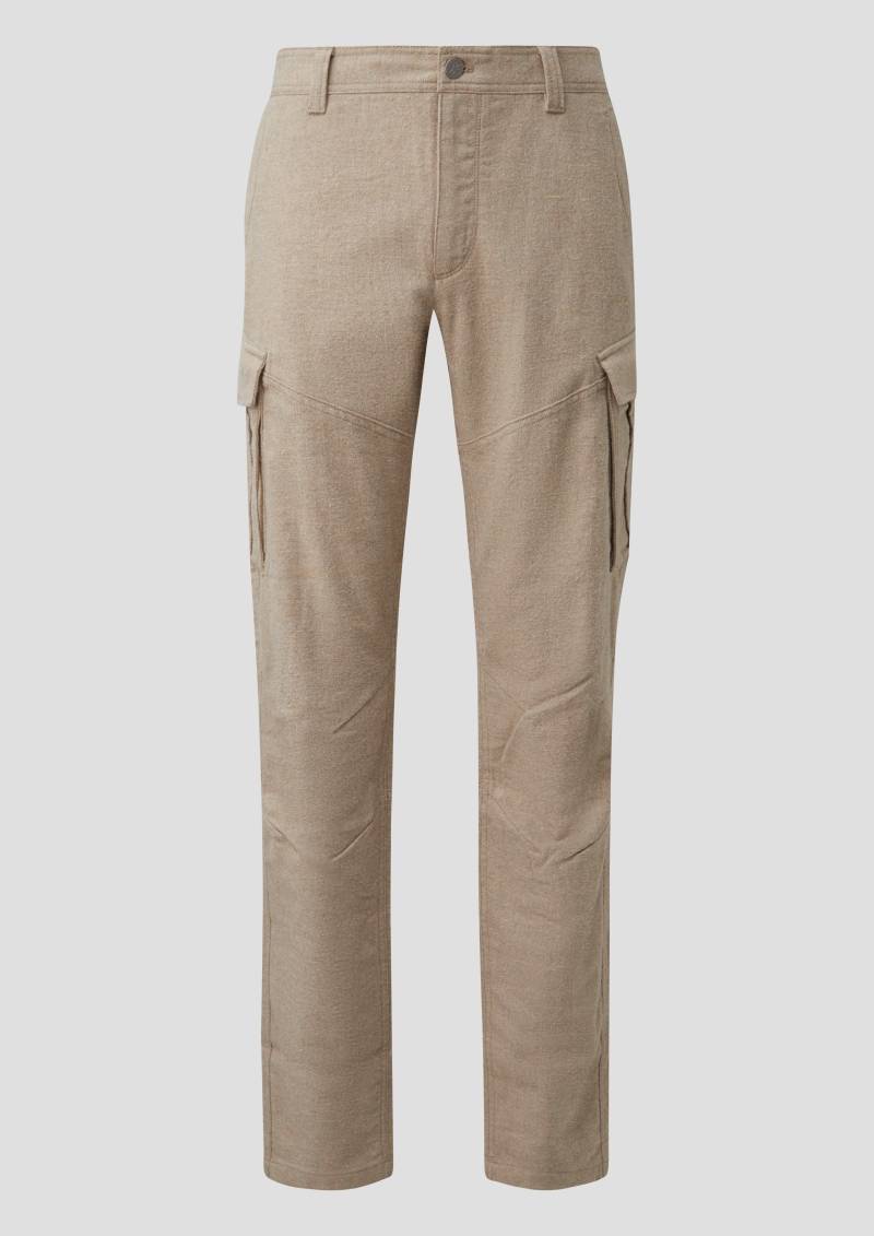 s.Oliver - Phoenix: Regular-Fit-Cargo-Hose aus Baumwollflanell, Herren, Beige von s.Oliver