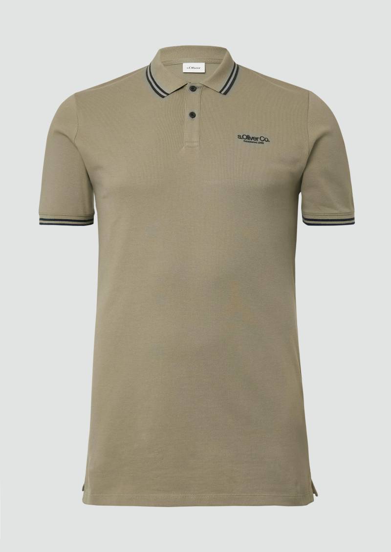 s.Oliver - Piqué-Poloshirt mit Kontrastdetails und Logo, Herren, Grün von s.Oliver