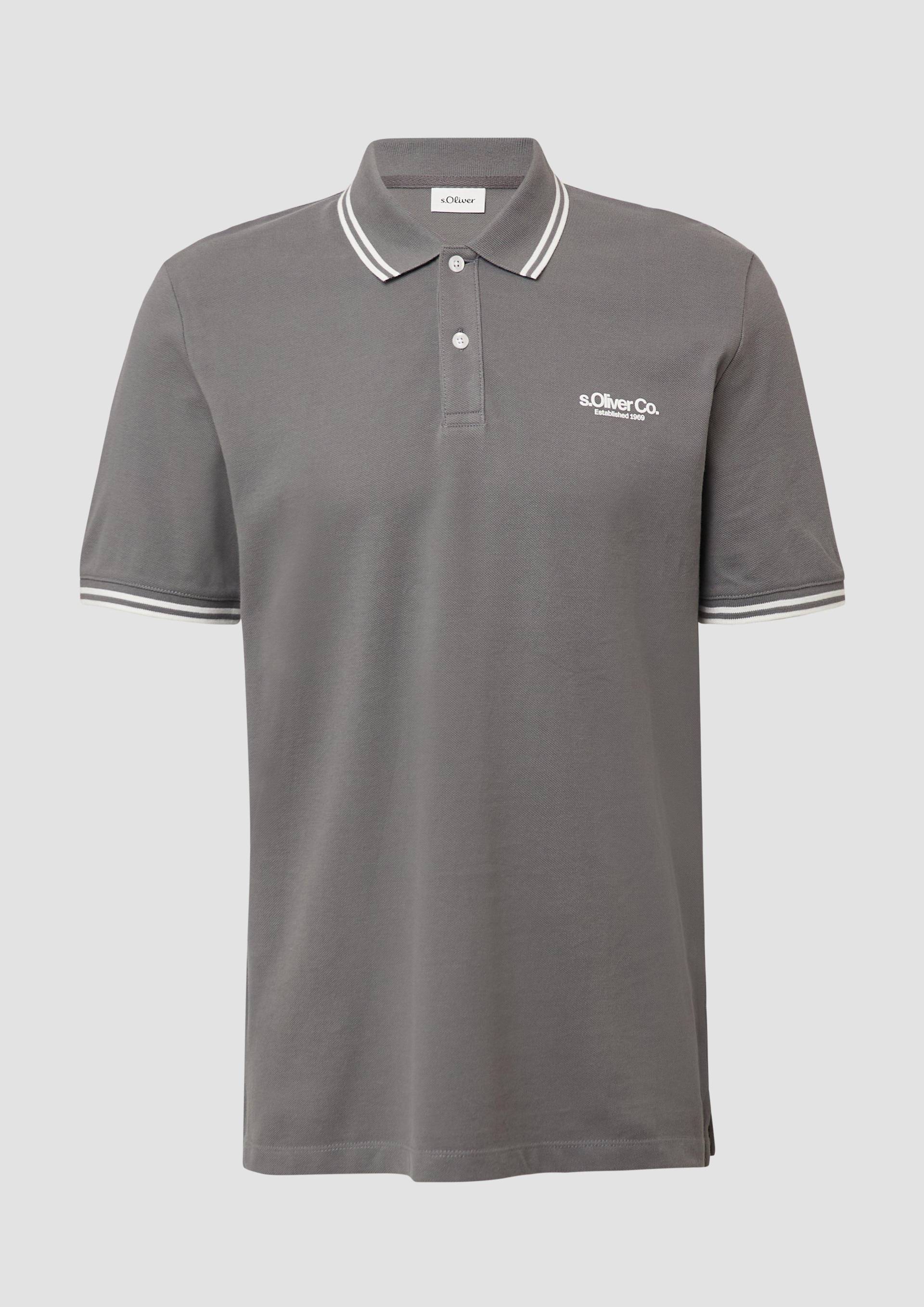 s.Oliver - Piqué-Poloshirt mit Kontrastdetails und Logo, Herren, grau von s.Oliver