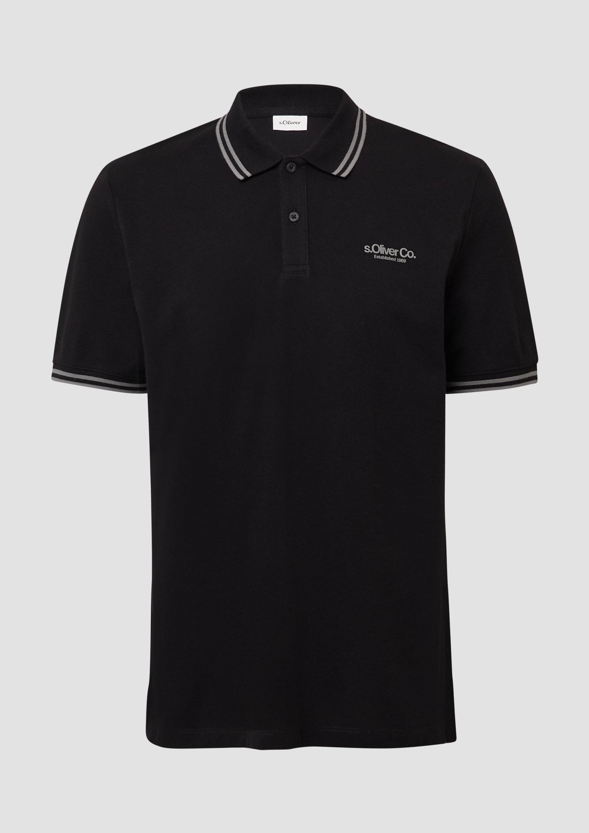 s.Oliver - Piqué-Poloshirt mit Kontrastdetails und Logo, Herren, schwarz von s.Oliver