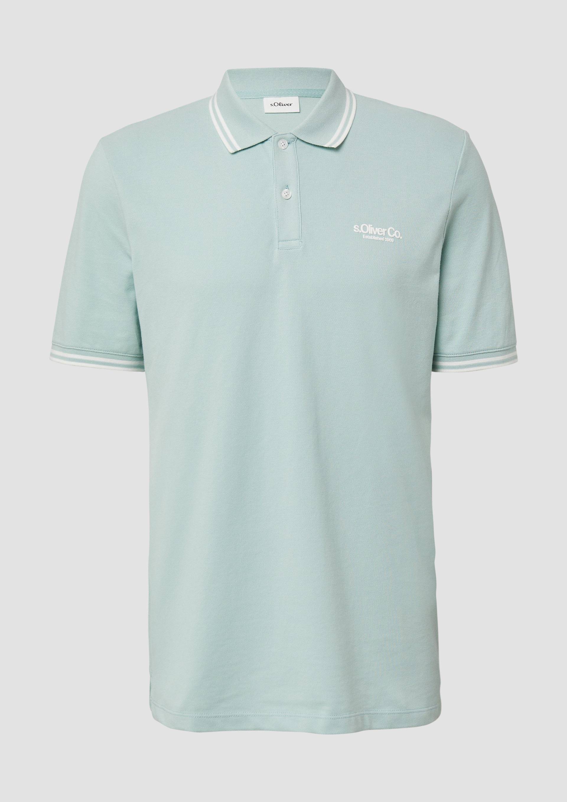 s.Oliver - Piqué-Poloshirt mit Kontrastdetails und Logo, Herren, türkis von s.Oliver
