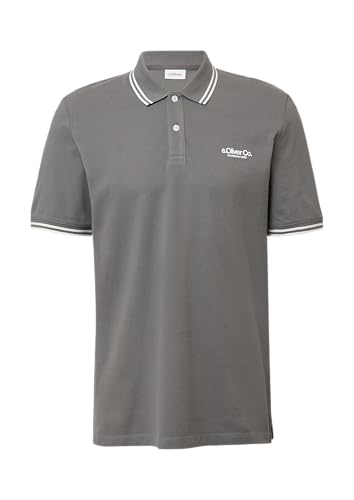 s.Oliver Piqué-Poloshirt mit Kontrastdetails und Logo grau L von s.Oliver