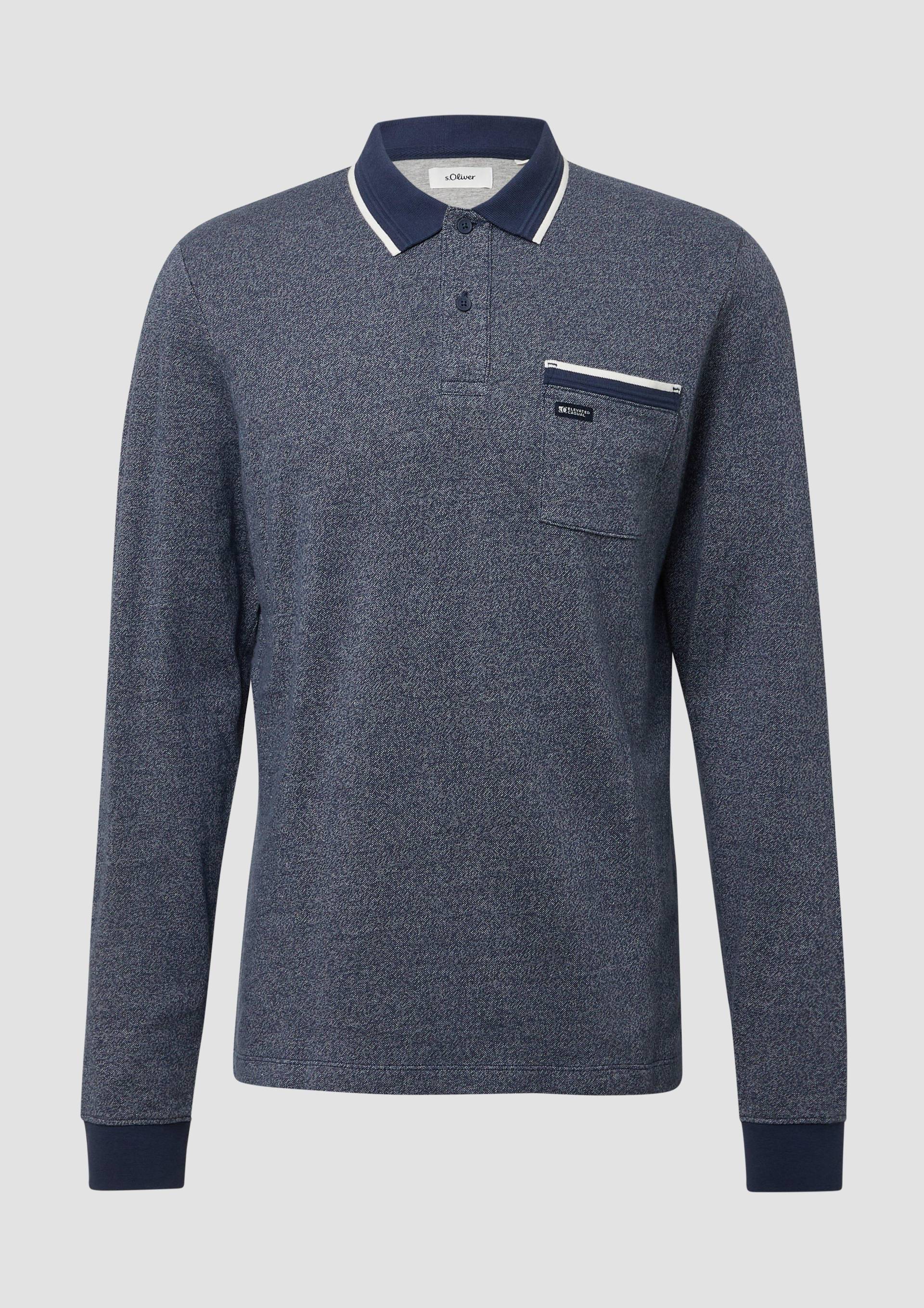 s.Oliver - Piqué-Poloshirt mit langen Ärmeln, Herren, blau von s.Oliver