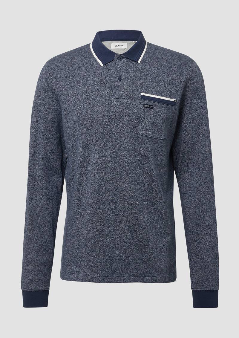 s.Oliver - Piqué-Poloshirt mit langen Ärmeln, Herren, blau von s.Oliver