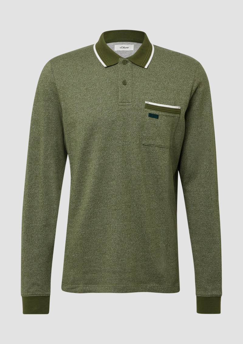 s.Oliver - Piqué-Poloshirt mit langen Ärmeln, Herren, grün von s.Oliver