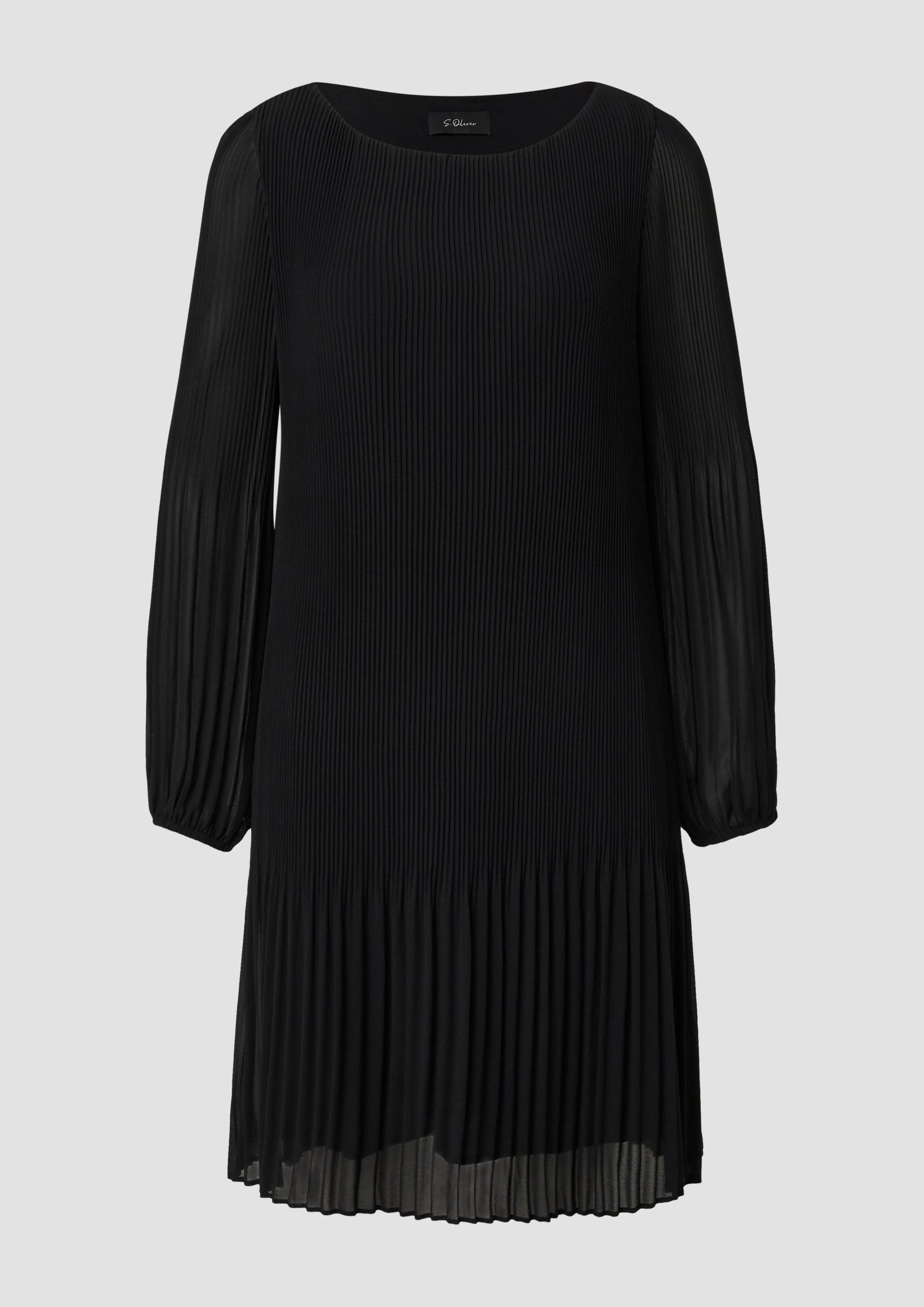 s.Oliver - Plissiertes Chiffonkleid, Damen, schwarz von s.Oliver