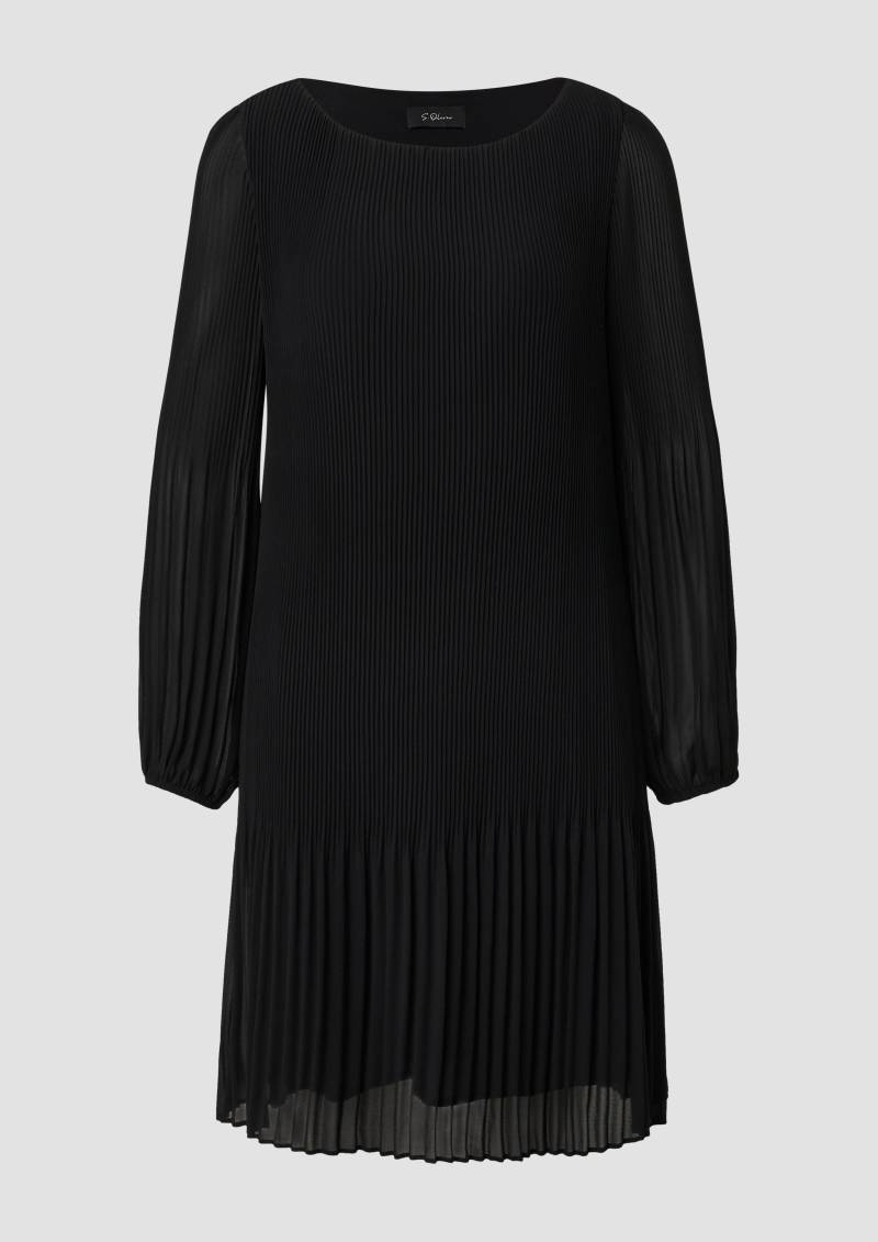 s.Oliver - Plissiertes Chiffonkleid, Damen, schwarz von s.Oliver