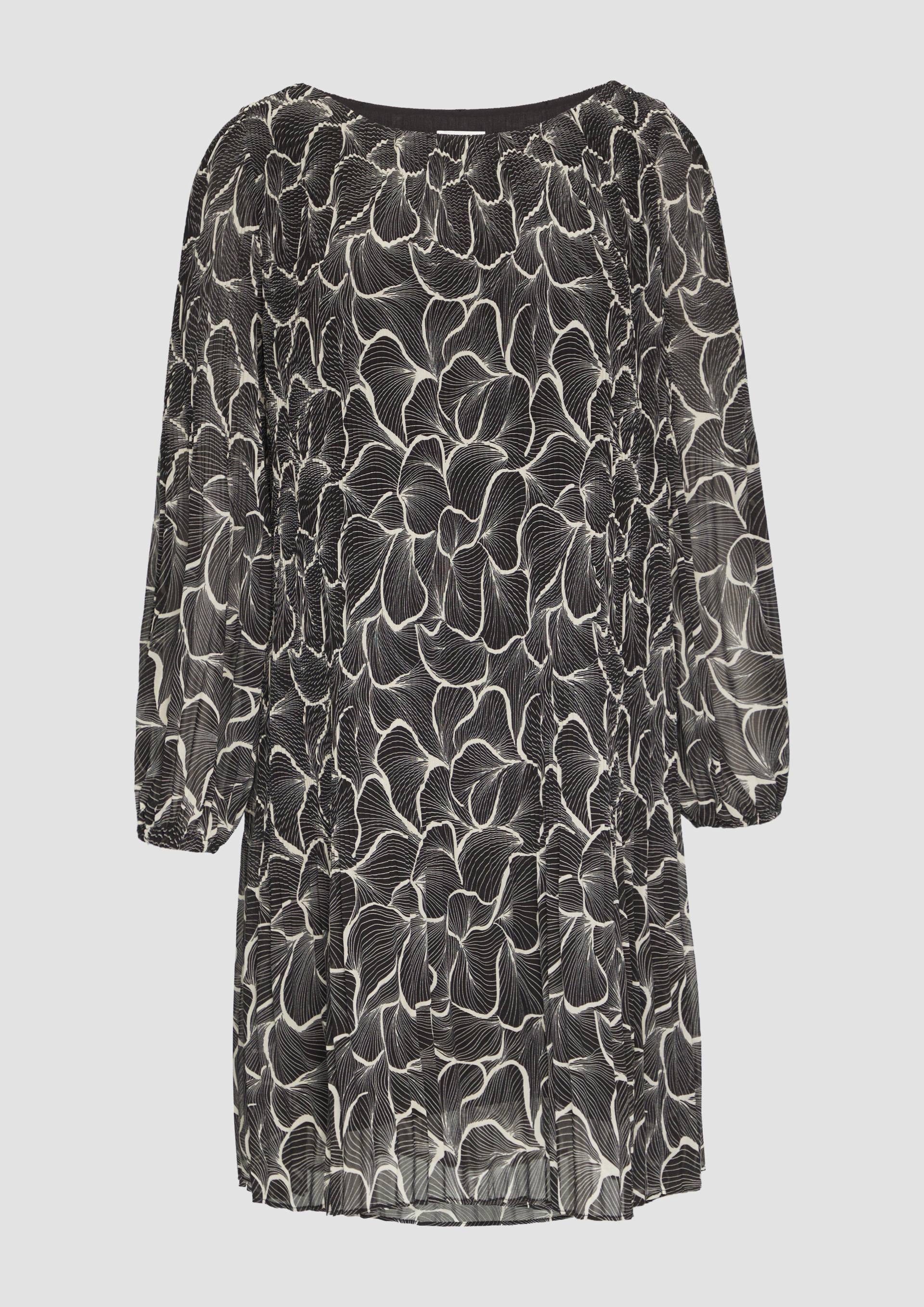 s.Oliver - Plissiertes Kleid aus Chiffon, Damen, schwarz von s.Oliver