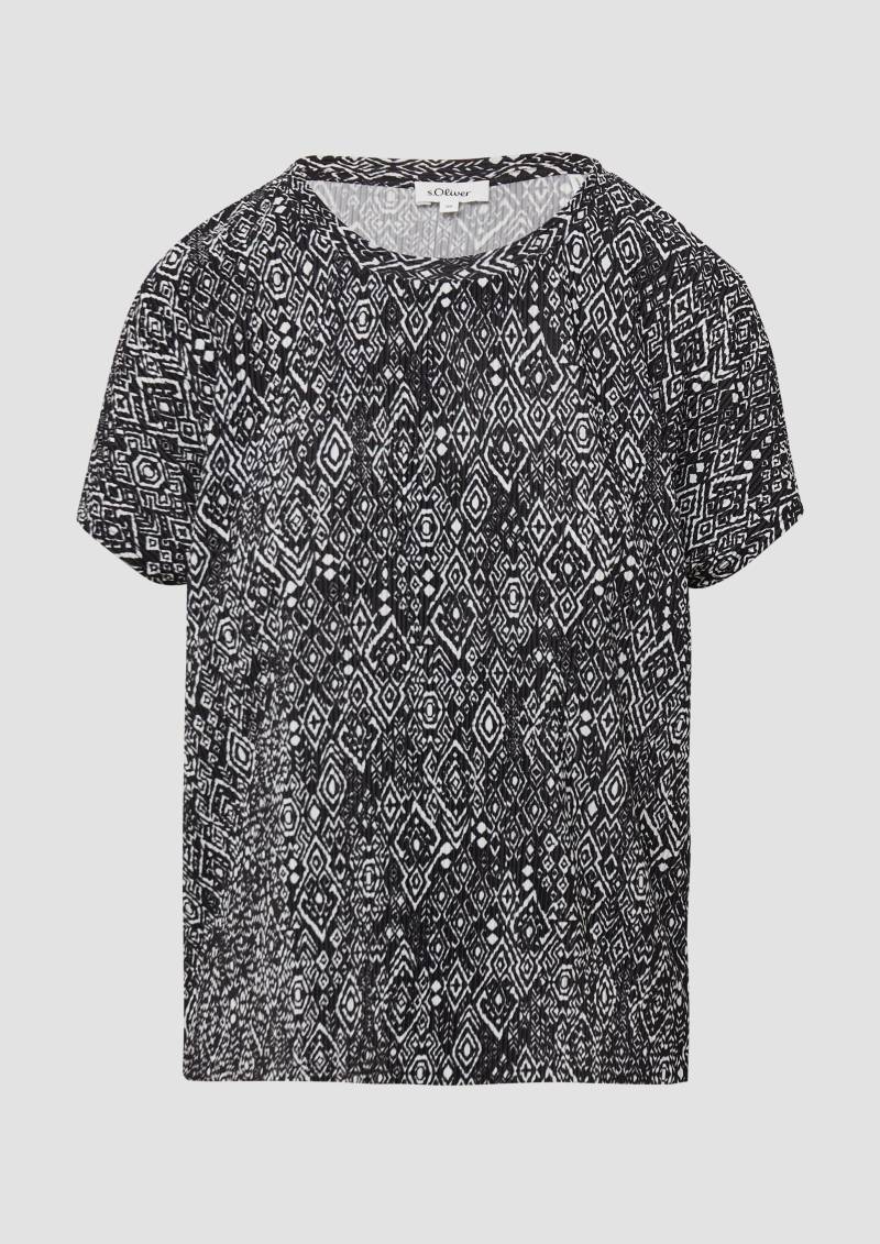 s.Oliver - Plissiertes T-Shirt im Relaxed Fit, Damen, schwarz von s.Oliver