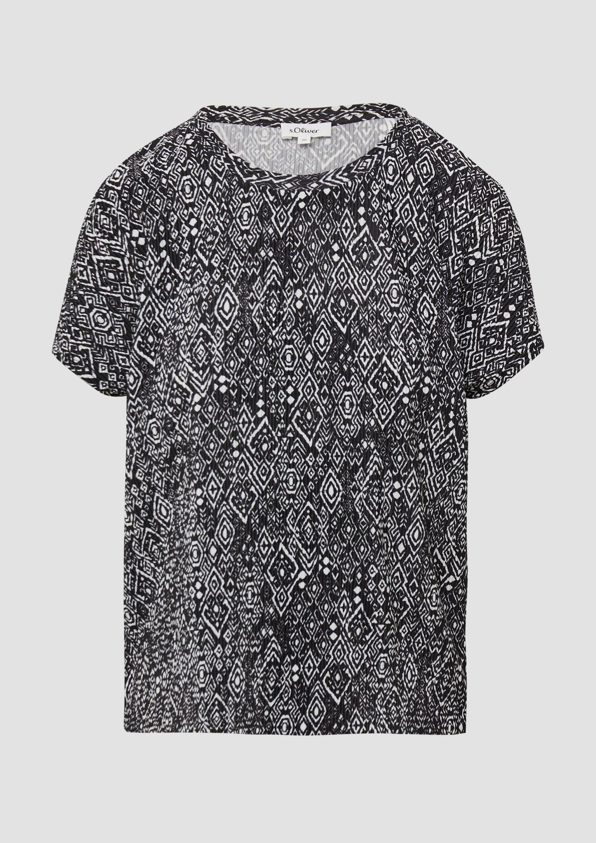 s.Oliver - Plissiertes T-Shirt im Relaxed Fit, Damen, schwarz von s.Oliver