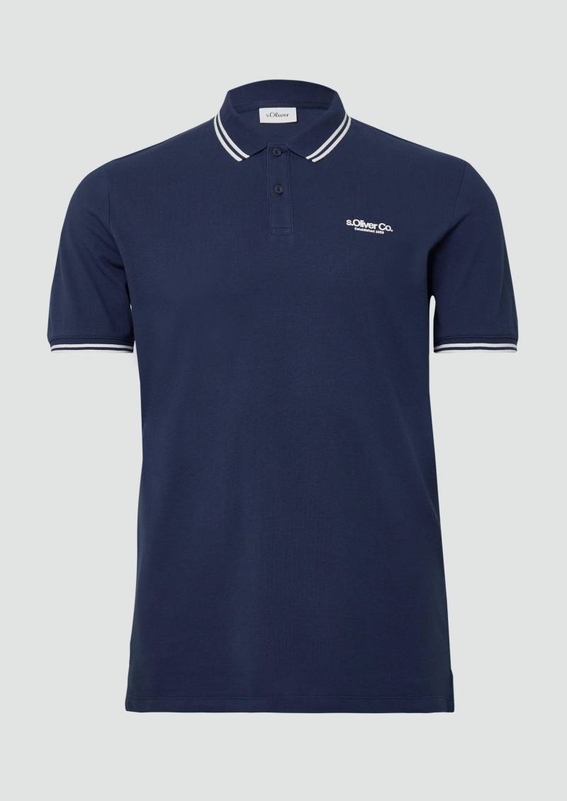 s.Oliver - Piqué-Poloshirt mit Kontrastdetails und Logo, Herren, blau von s.Oliver