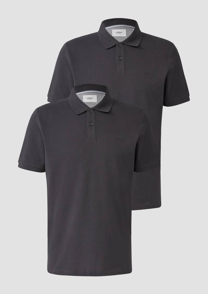 s.Oliver - Poloshirt aus Piqué mit Logo im Doppelpack, Herren, grau von s.Oliver