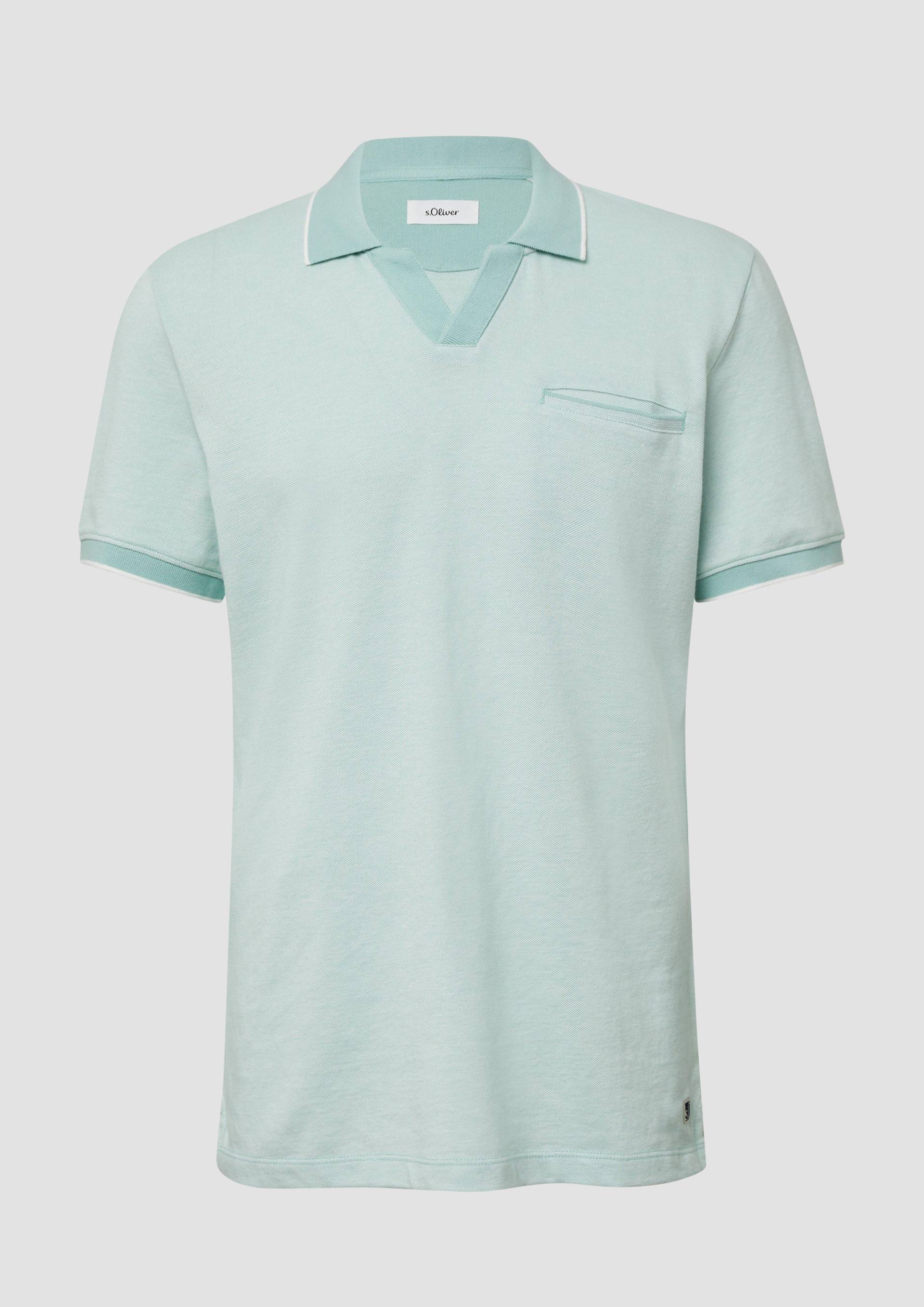 s.Oliver - Poloshirt aus zweifarbigem Piqué mit Brusttasche, Herren, türkis von s.Oliver
